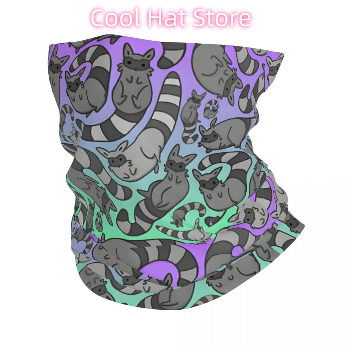 

Rockin Raccoons Coffee Mug Headband Neck Cycling Tube Scarf Bandana Gaiter All Seasons Unisex