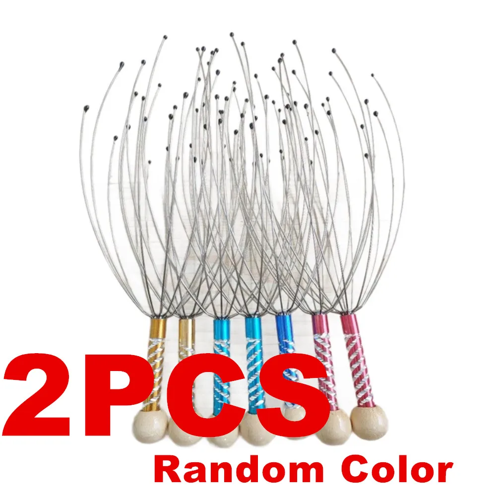 

2PCS Random Color Octopus Head Massager Stainless Steel Engraved Head Relaxer Brain Massage Claw Scalp Scratcher Itch Reliever