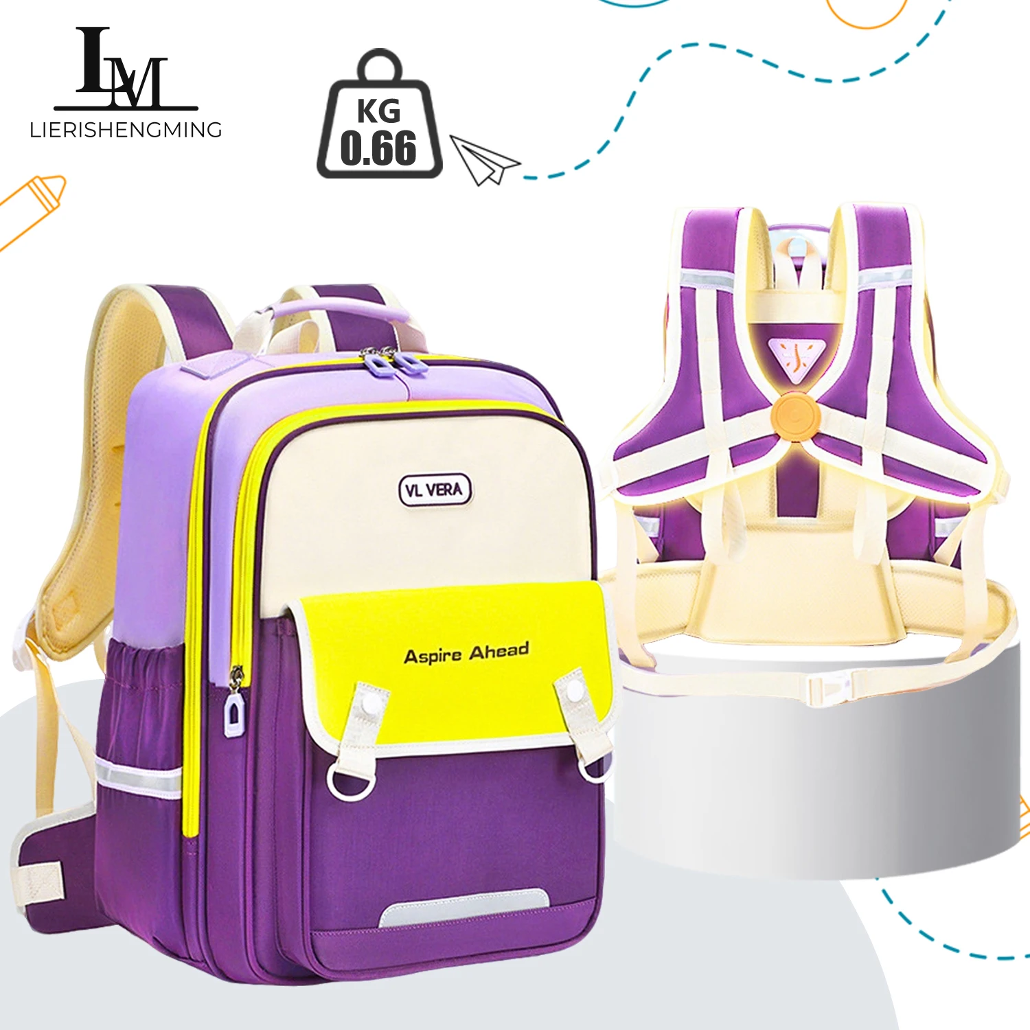 

New Kids Backpack with Waist Support Belt for Grades 1-6,Large Capacity School Bag,Ergonomic Spine Protection Unisex Design