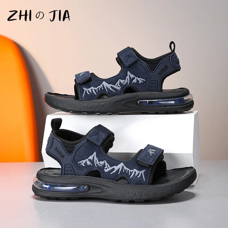 Summer New Children\'s Sports Sandals Boys Open Toe Air Cushion Sandals Water Beach Shoes Youth Lightweight Comfortable Slippers