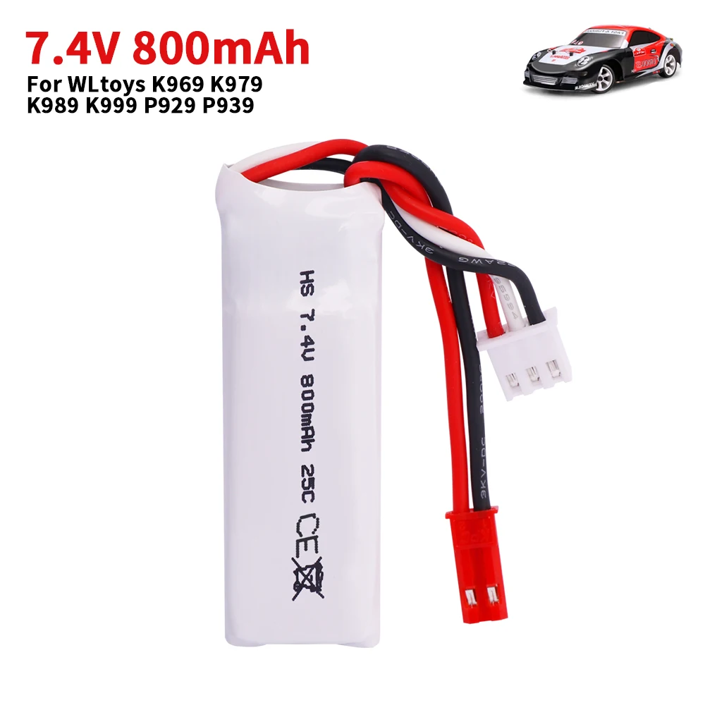 ترقية 7.4 فولت 800 مللي أمبير 2S بطارية ليبو ل WLtoys K979 K969 K989 K999 P929 قطع غيار السيارات التحكم عن بعد لبطارية سيارات صغيرة q 1/28 RC