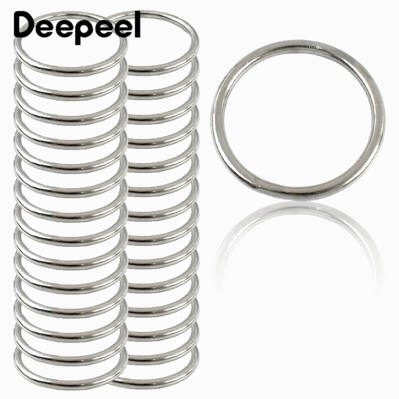 10/20Pcs 15-100mm O Ring Stainless Steel Buckle Metal Buckles Keychain Backpack Carabiner Clips Bag Strap Loop Hook Rings Clasp