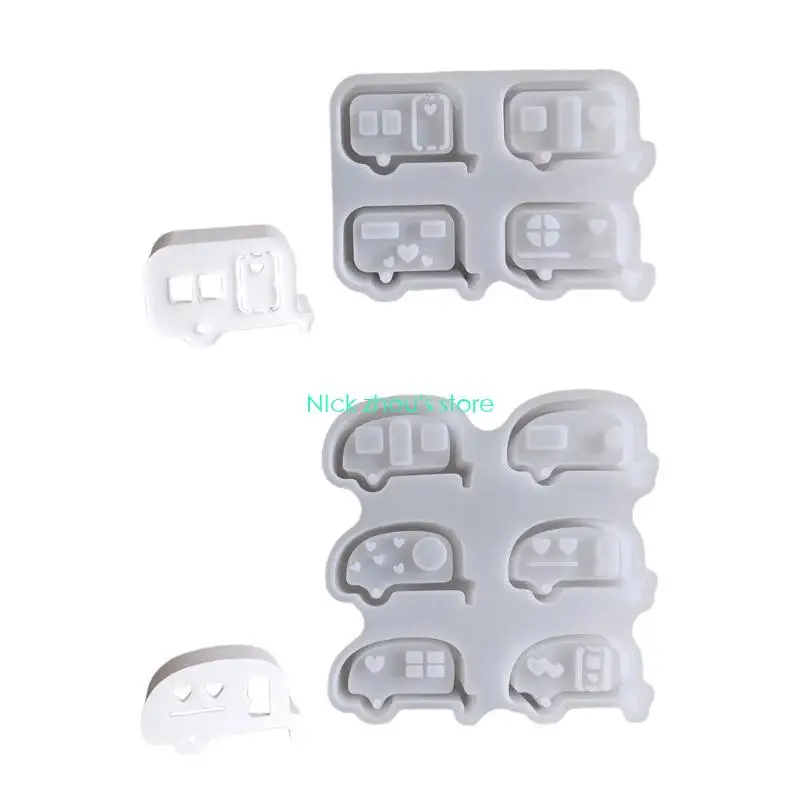E15E Desk Ornament Mould Flexible Silicone Mold for Easter Hollow Bus Shaped Light Festival Home Decoration Mold