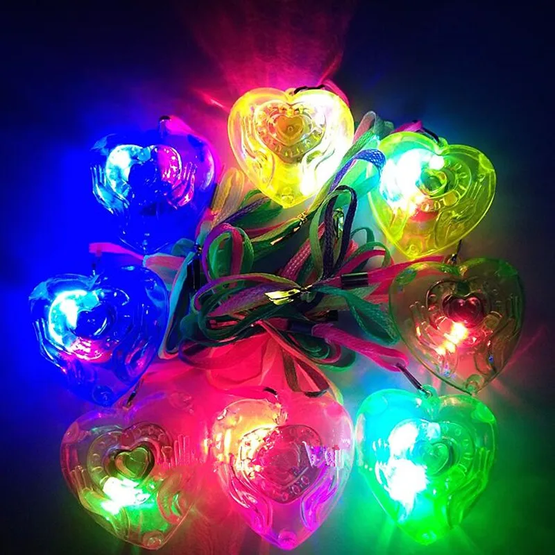 10/20pcs Star Heart LED Light Up Toys Necklace Pendant Kids Glow Gift Blinking Toy Carnival Party Favor Navidad Birthdays Deco