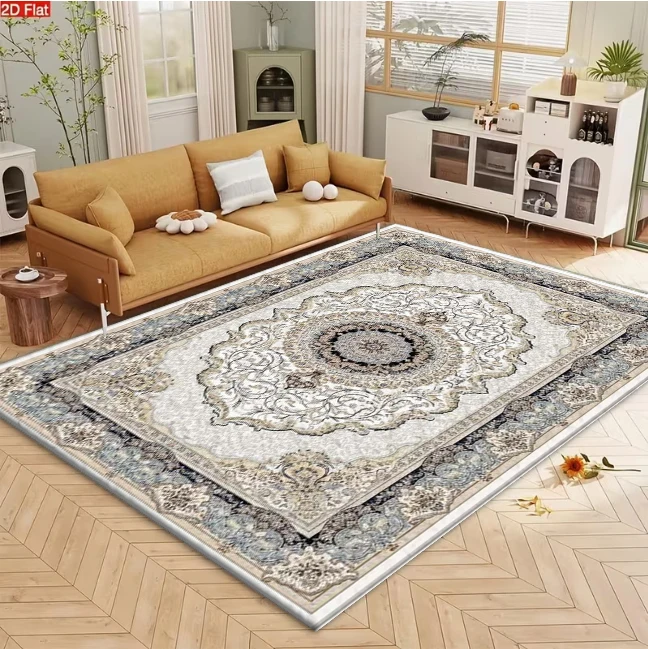 Luxury Vintage Medallion Ornate Square Rug Classic Carpet Flooring for Hall Living Room Home Decor