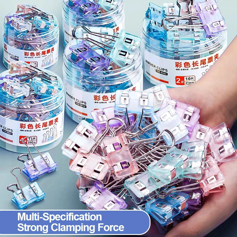 

Morandi Long Tail Clip Transparent Color Data Paper Clip Document Ticket Clip Plastic Swallowtail Clip