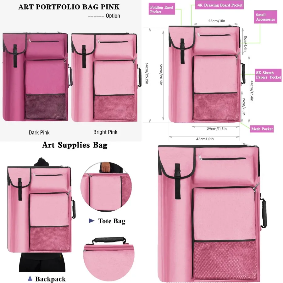 Tas Portofolio Seni 18 x 24 Inci dengan Tali Ransel yang Dapat Disesuaikan dan Tas Jinjing untuk Melindungi Karya Seni Ukuran Sedang Portabel Seni S