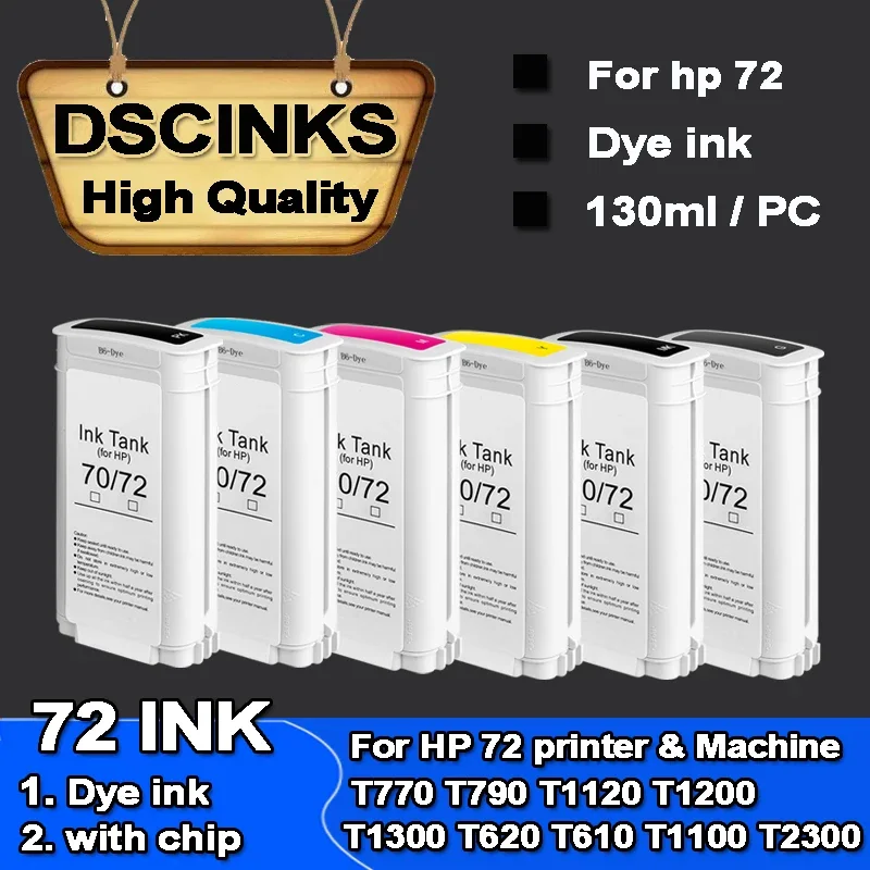 

Совместимый картридж HP 72 hp72 для HP DesignJet T770 T790 T1120 T1200 T1300 T620 T610 T1100 T2300, красящие чернила для принтера, 130 мл