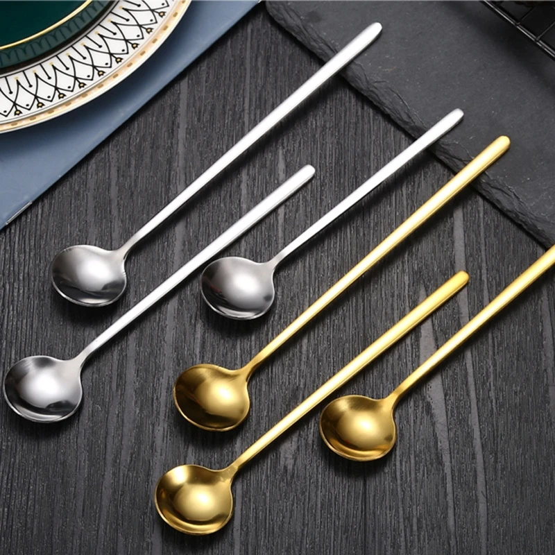 

Stainless Steel Coffee Spoon Long Handle Ice Cream Dessert Tea Coffee Milk Spoon