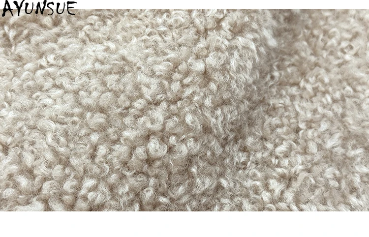 AYUNSUE 本革ジャケット女性天然シープスキンファーコート女性リアルファーコートミッドレングス冬服 2025 Шуба Женская