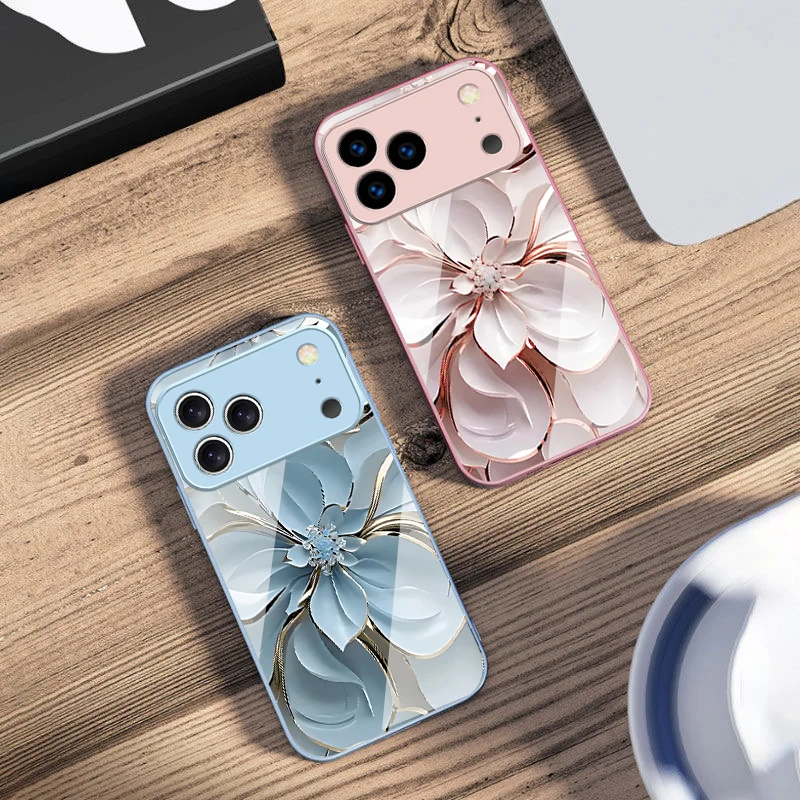 Elegant purple flowers For iPhone 17 Air 16 E 15 14 13 Plus 12 mini 11 17 Pro Max XR Xs Max 16E 7 8 Tempered Glass Phone Case - view 6