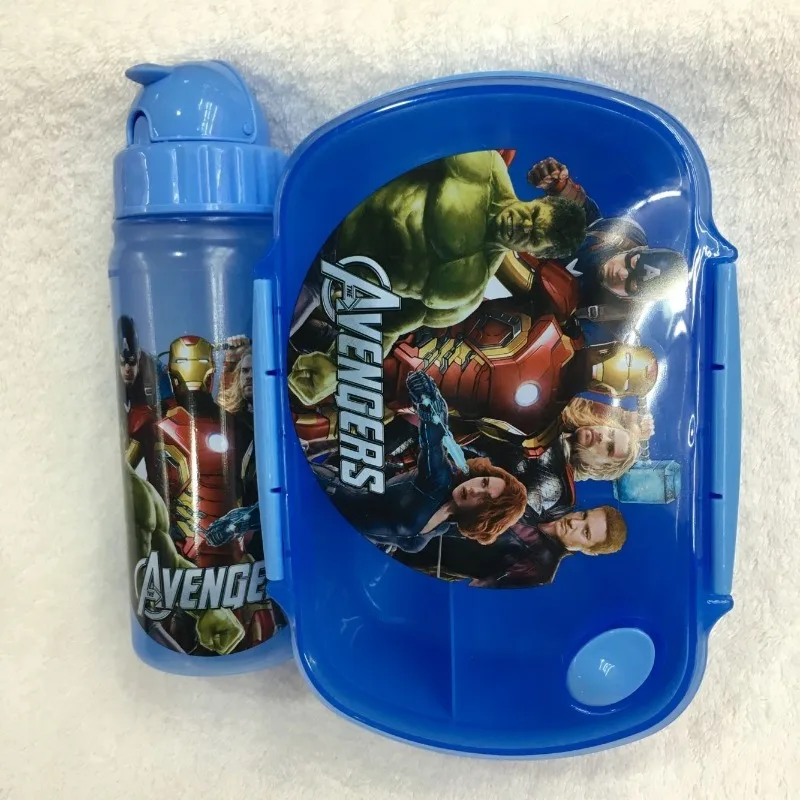 Marvel Tableware Kettle Lunch Box Set Spider-Man Cartoon Bento Box Avengers Anime Meal Box Cup Leakproof Food Storage Container