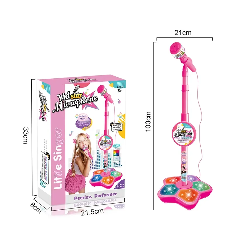 Crianças microfone com suporte karaoke máquina de música instrumento brinquedos cérebro-treinamento brinquedos educativos presente de aniversário para menina menino