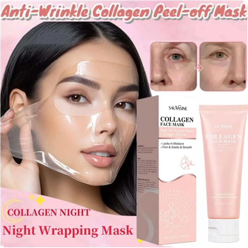 Night Collagen Wrapping Mask Rejuvenation Moisturizing Brightening Korean Face Mask Make Glowy Skin Elasticity Facial Mask 80ml