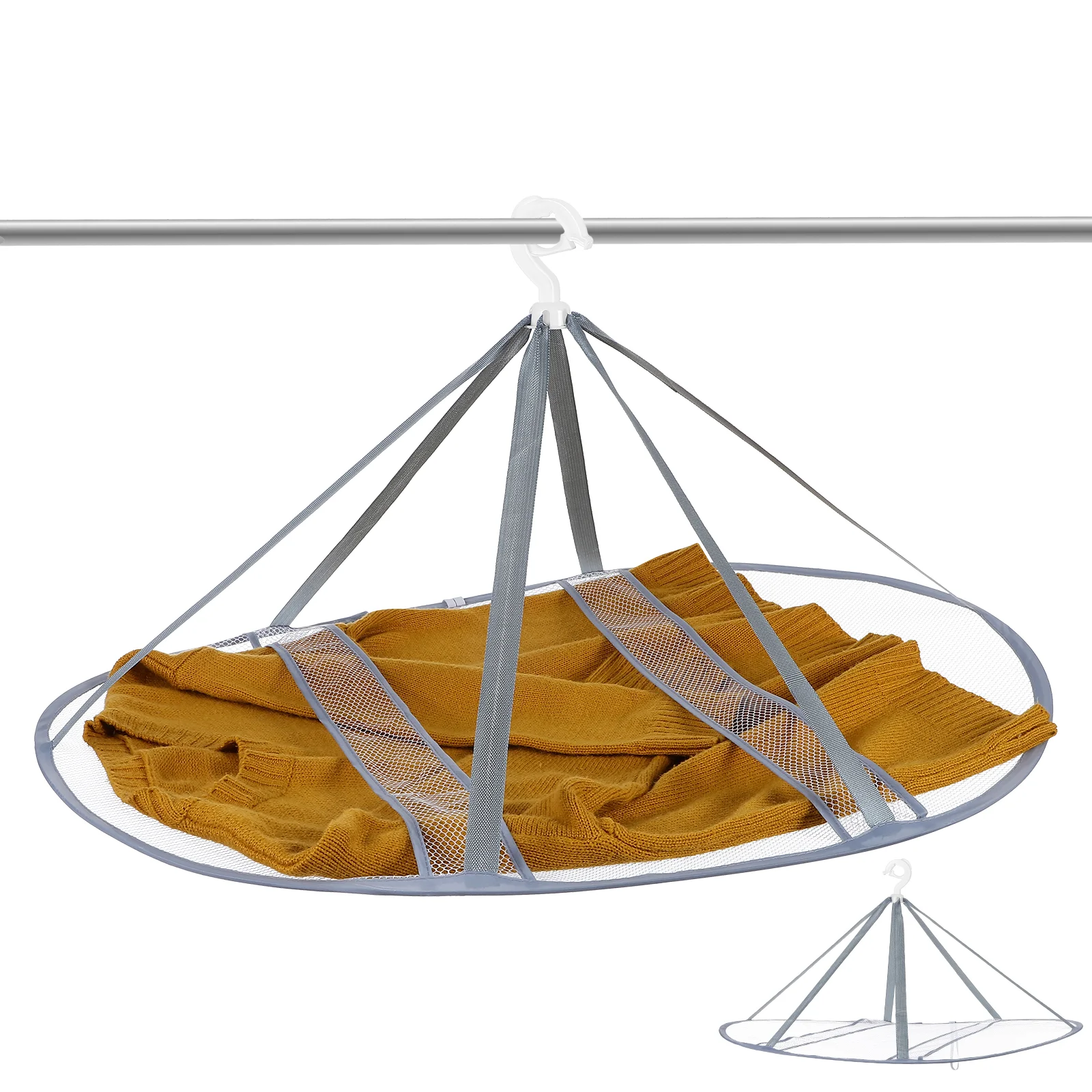 Hanging Mesh Drying Rack Laundry Air Dry Net Foldable Clothes Drying Hanger Flat Mesh Design Secure Straps Quick Dry