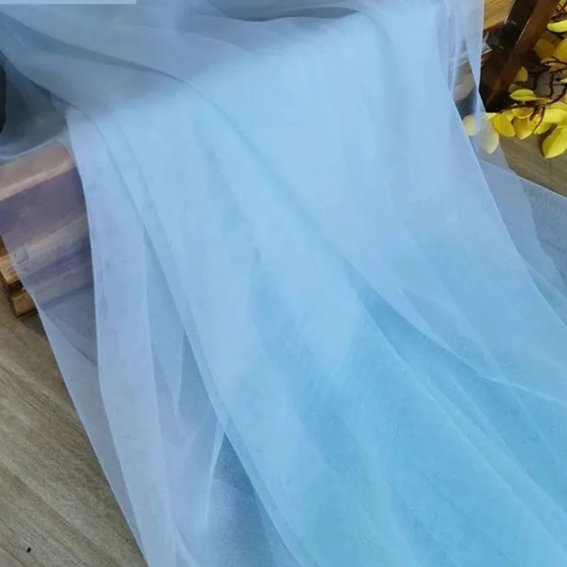 Blue Super Soft Tulle Fabric Backdrops Wedding Party Celebration Curtain Clothing Mesh Layout Chair Back Yarn Sewing Material