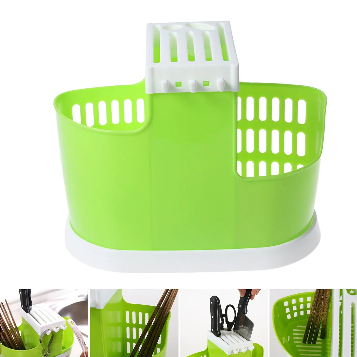 

Plastic Utensil Holder Countertop Storage Organizer Stand Heavy-Duty Cooking Tool Rack Dishwasher Safe Lightweight