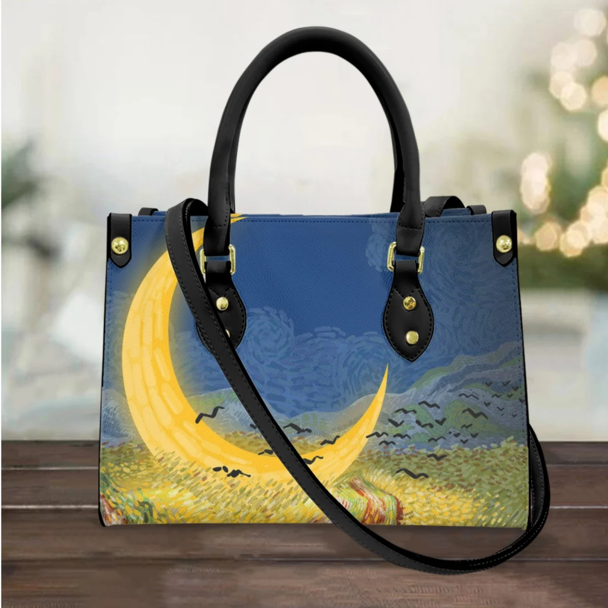 FORUDESIGNS Teen Girls Tote Bags Impressionatic Paintings Handbags Portable Leather Shoulder Bags Fashion Commuting Bag