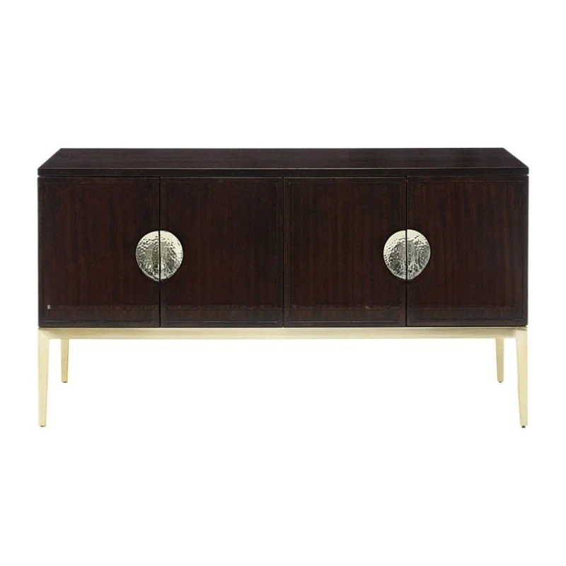 

American solid wood TV cabinet, simple living room retro old oak four-door audio-visual locker