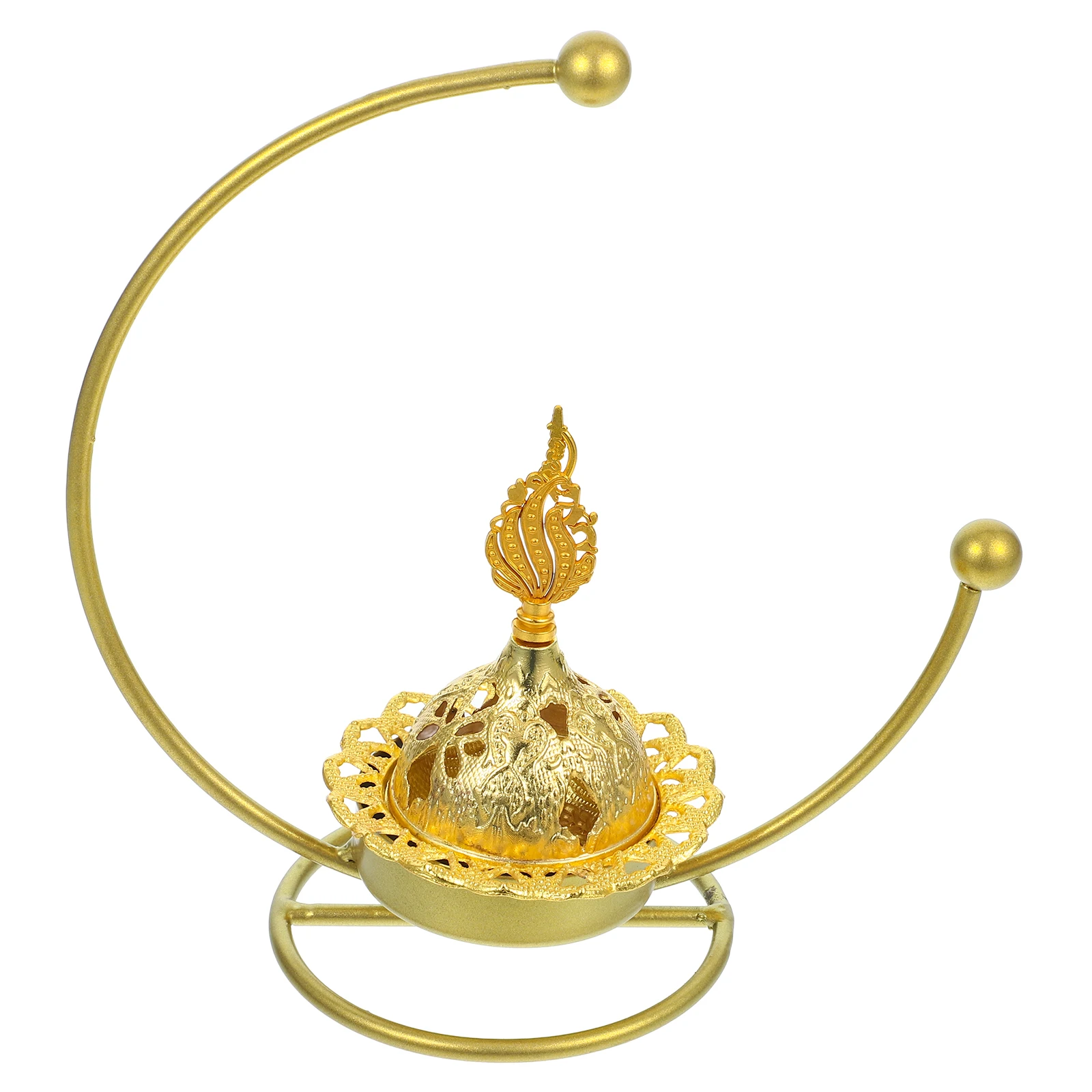 

Exquisite Metal Arabic Incense Burner Desktop Aromatherapy Censer Suitable for Home Bedroom Yoga Room Incense Cone Holder