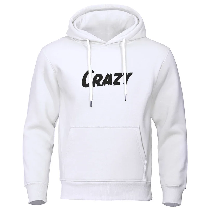 Men's Hoodie Street Fashion CRAZY Printed Sweatshirt Fleece Ladies Casual Funny Loose Hooded Top Men's Clothing