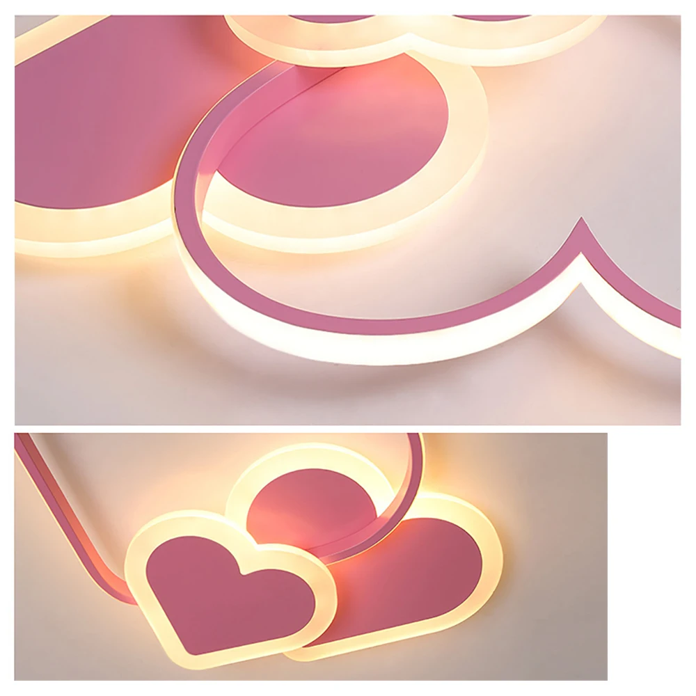 Nowoczesna lampa sufitowa LED do pokoju dziecięcego Lampy sufitowe do sypialni dla dziewczynek Możliwość przyciemniania z pilotem Love Heart Design