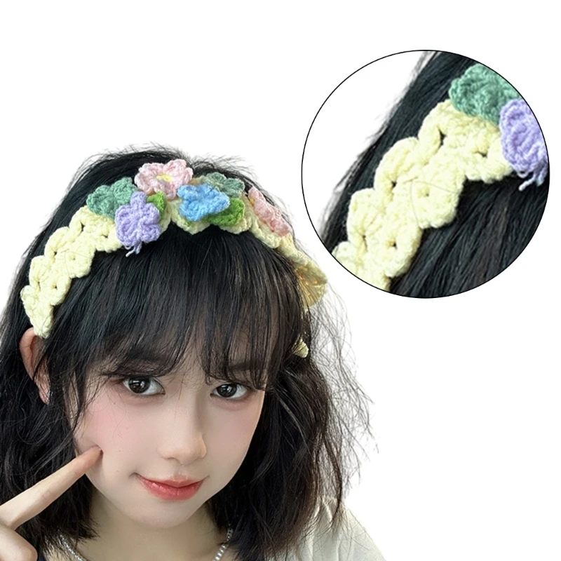 Girl Floral Headband Elegant Headscarf Creative Headband Hair Scarf Headwear Gifts Warm Colorful Head Wrap