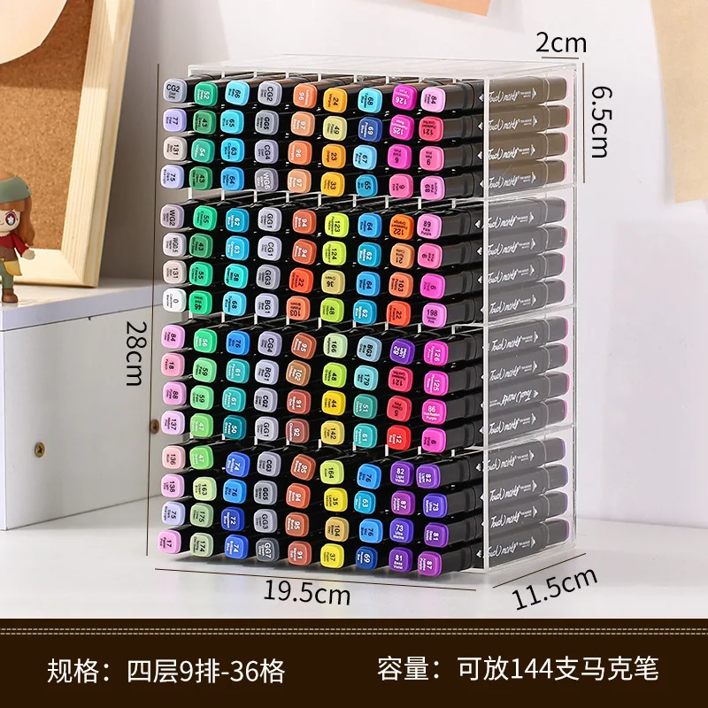 Marking Pen Color Pen Storage Rack Slanted Pen Rack Desktop Large Capacity Display Rack Multi-layer Grid Storage Box
