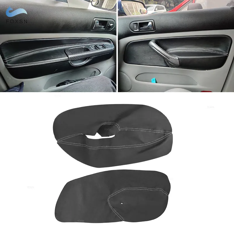 

LHD 4Doors Car 2pcs Suede Leather white line Armrest Cover For VW Golf 4 MK4 Jetta 1998 - 2005 Front Door Armrest Panel Cover