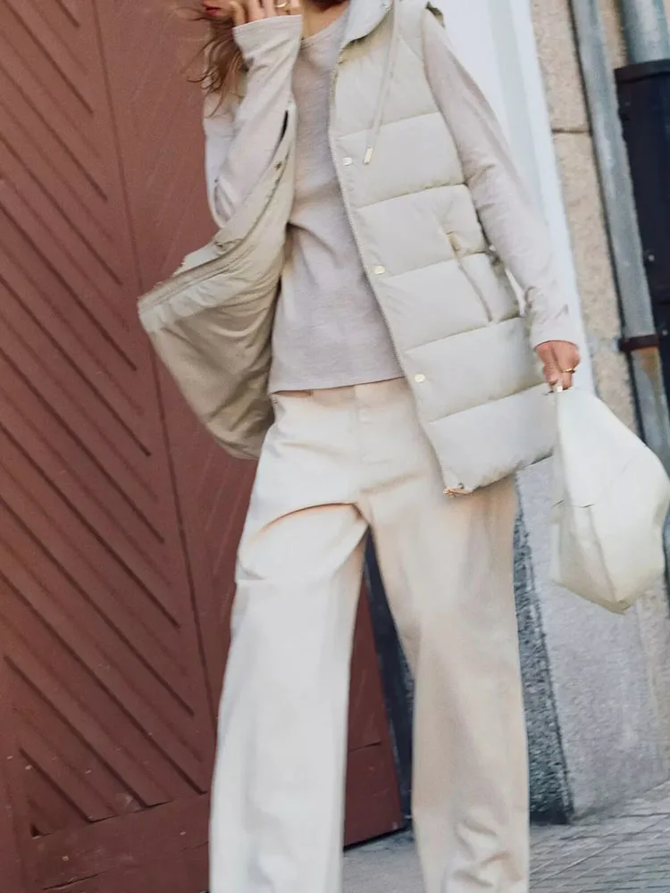 

Warm Cotton Vest New Winter Women's Long Svel Hooded Coat Thiened Commute Sle Zipper Closure Other 00% Material