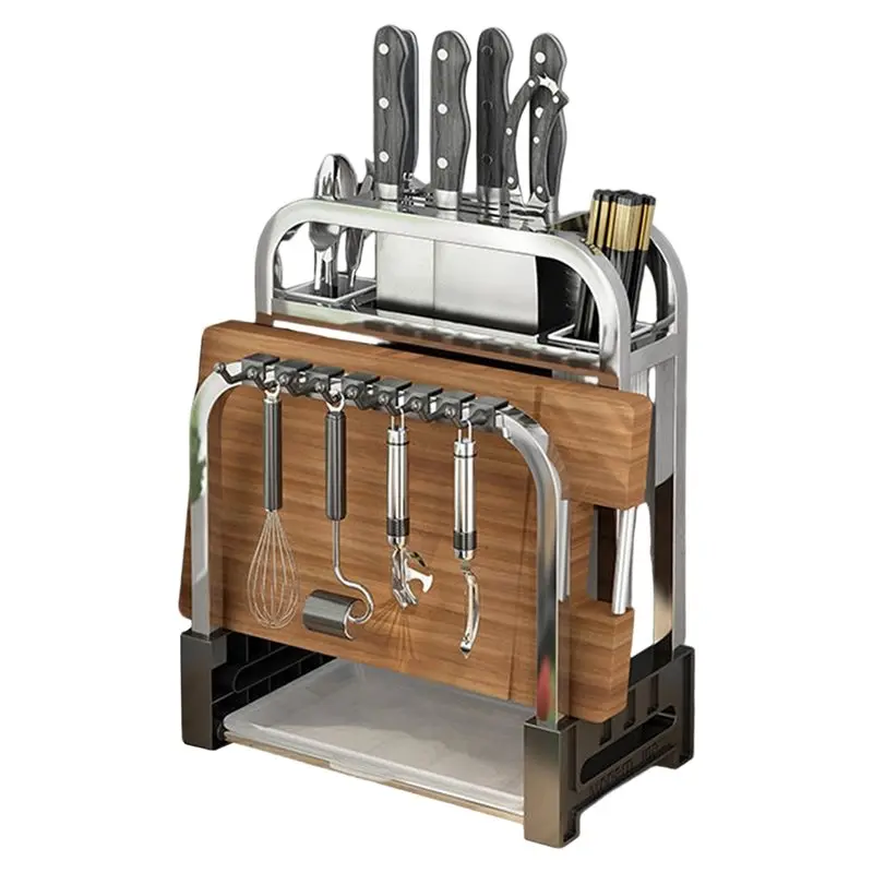 

BMBY-Home Countertop Cutting Board Storage For Knives, 1 Piece Stainless Steel Knife Rack, Dishes Kitchen Supplies