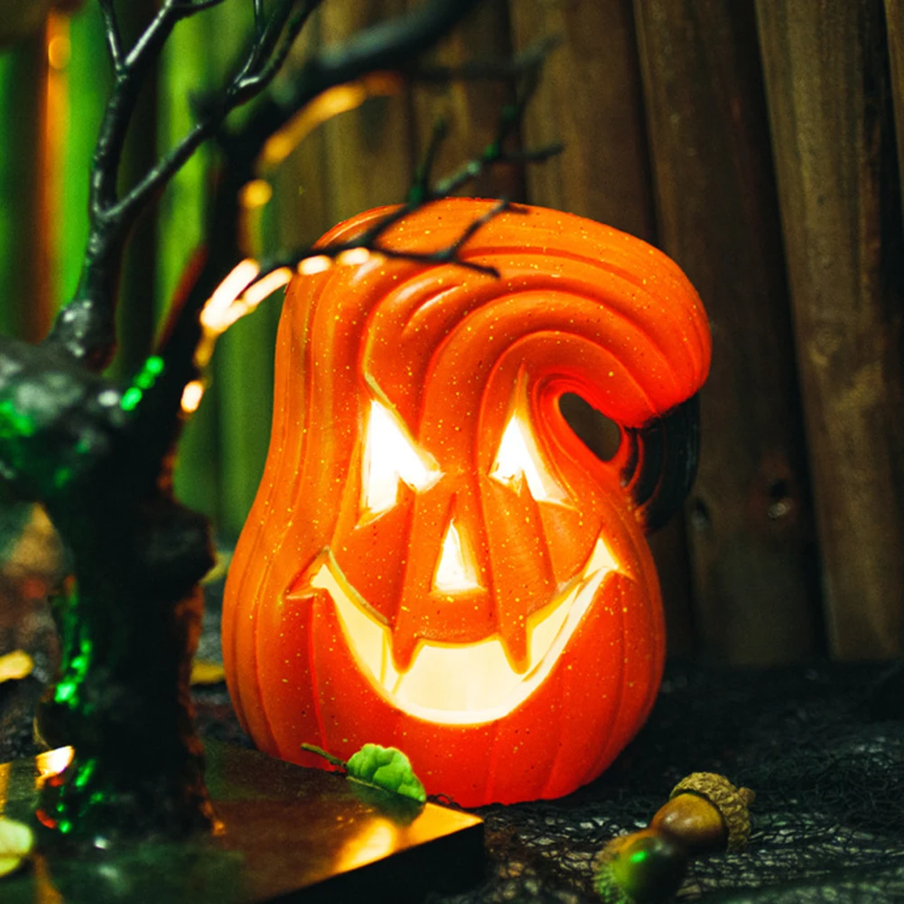 Battery Operated Novelty Lights Artificial Yellow Carved Pumpkins Decoration For Holiday Decor