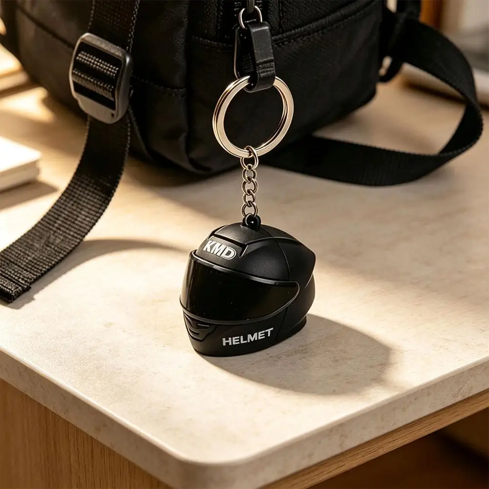 Creative Helmet Luminous Motorcycle Luminous Helmet Keychain Versatile Trendy Backpack Pendant Desktop Ornament Gift For Riders