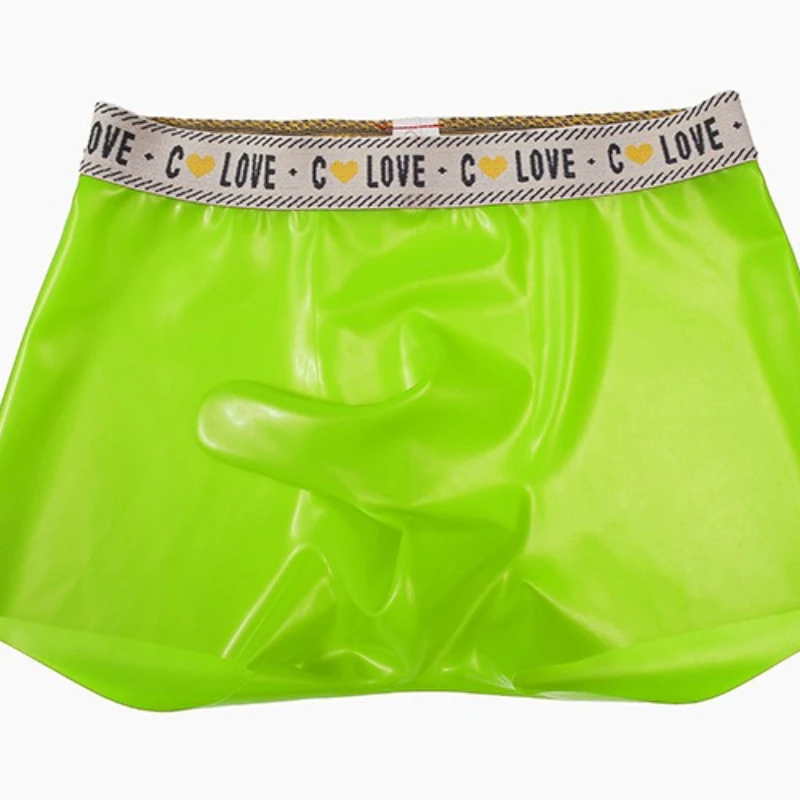 

Sexy Latex Leather Boxer Briefs Gelcoat Invisible Seams Tight Breakaway Shorts Party Swim Beach Trunks
