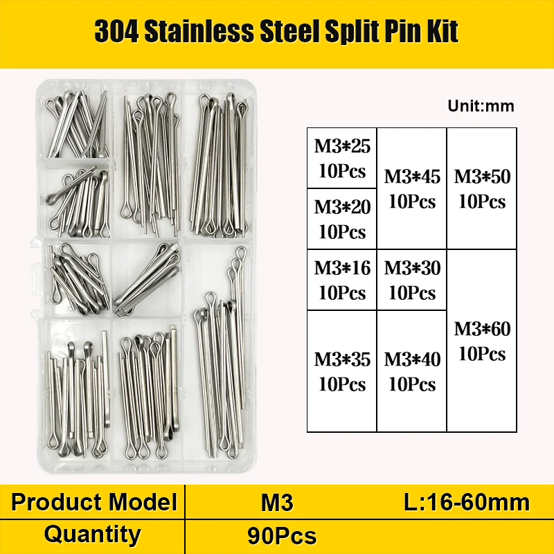 M1,5 M2 M3 M4 M5 M6 Edelstahl U-Form Typ Frühling Splint Haarnadel Splint Set Split Clamp Offene elastische Clip für Auto – Detail 11