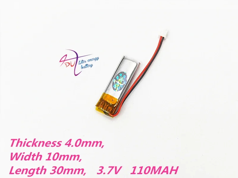 3.7V 110mAh 401030 Lithium Polymer LiPo Rechargeable Battery JST 1.25mm 2pin For Mp3 MP4 MP5 GPS PSP bluetooth Headphone Headset