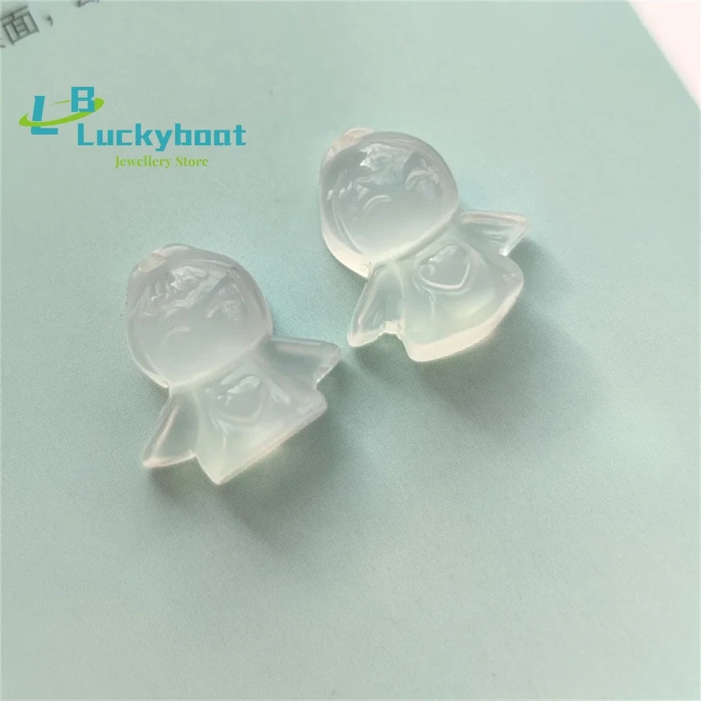 

Female Baby Little Angel Princess Chalcedony Cute White Ice Transparent Cartoon Agate Pendant Jewelry