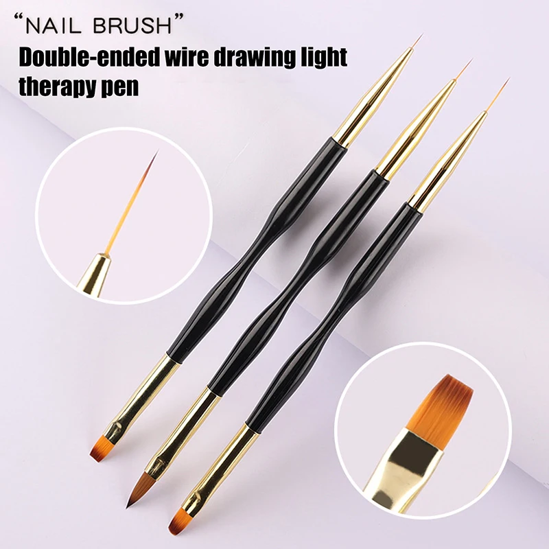 Double Head Liner Nail Art Brush Manicuring Construction UV Gel Extension Drawing Line Painting Pen Manicure Tools