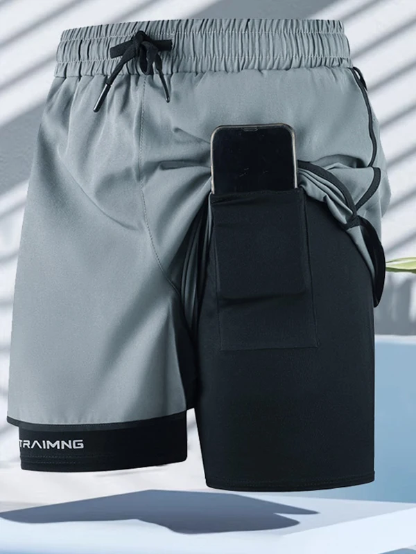 

2026 Summer Sports orts Men's Double Layer Qui Dry Fitn Marathon Running Outdoor Beach Pants Comfortable Polyester