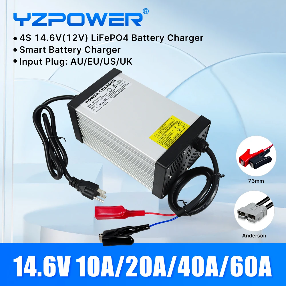 YZPOWER 14.6V 4S 10A20A40A60Alifepo4 ładowarka litowa do elektronarzędzi 12V szybkie ładowanie ładowarka DC