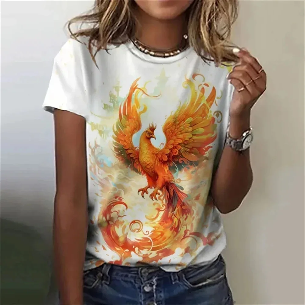 New Phoenix Series 3D Print T-Shirts Women Fashion O-Neck Short Sleeve T Shirt Y2k Harajuku Oversized Tees Tops Female Clothing