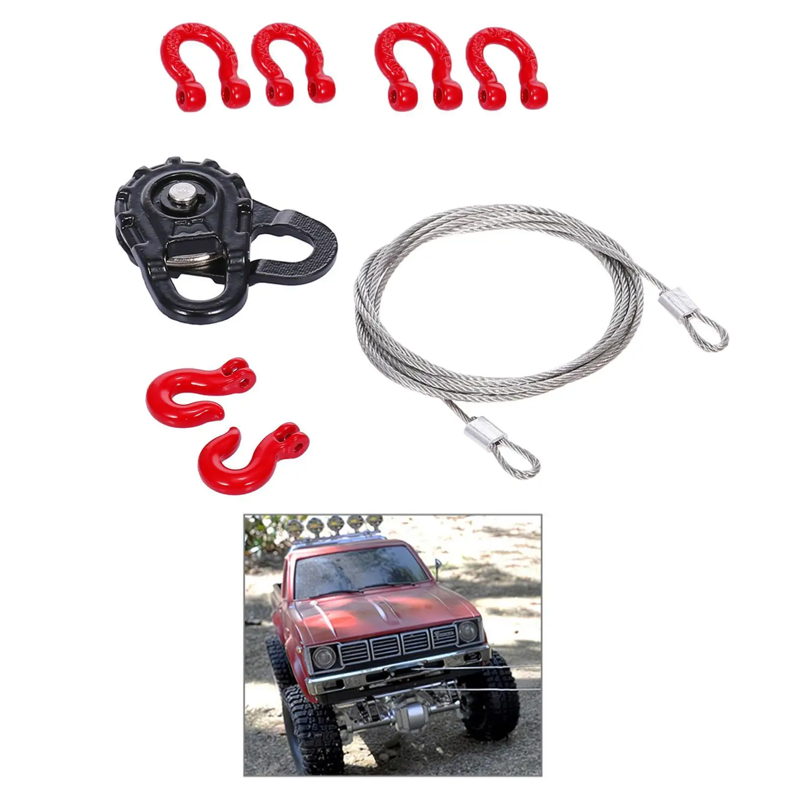 1:10 Scale RC Truck Rescue Equipment Winch D-Ring Shackle Tow Chain Kit fit for TRX4 Redcat RC Car Upgrade Part