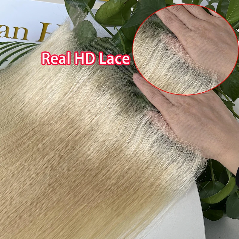 

4x4 13x4 HD Lace Closure Frontal 613 Blonde Straight Human Hair Closures Pre Plucked Ultra Thin invisible HD Lace Melt Skins