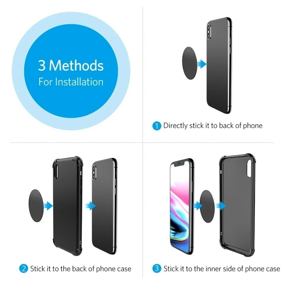 Metal Plate Sticker For Magnetic Car Phone Holder Iron Sheet Sticker Disk For Magnet Tablet Desk Car Phone Stand Mount Round - Image 4