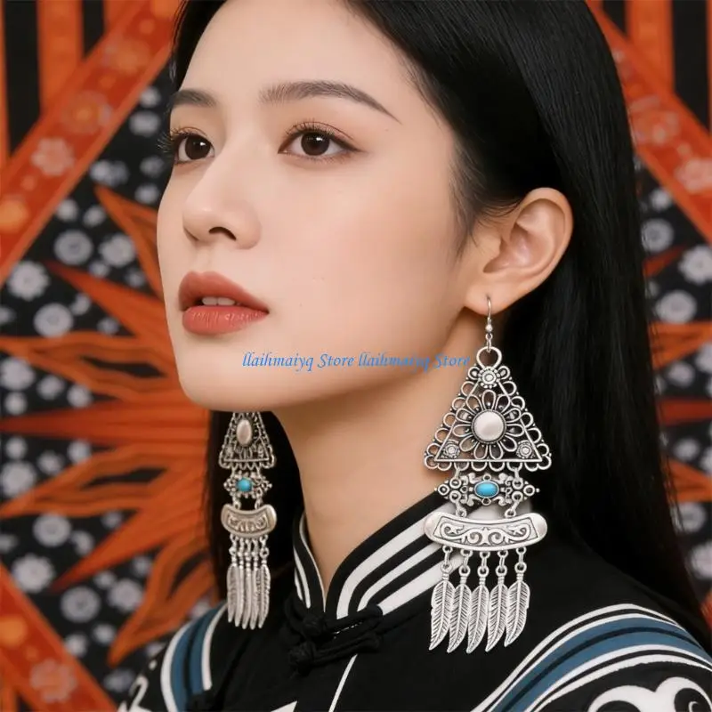 573B Artisanal Designed Blue Green Jewelry Pieces With Elongated And Ornate Metalwork
