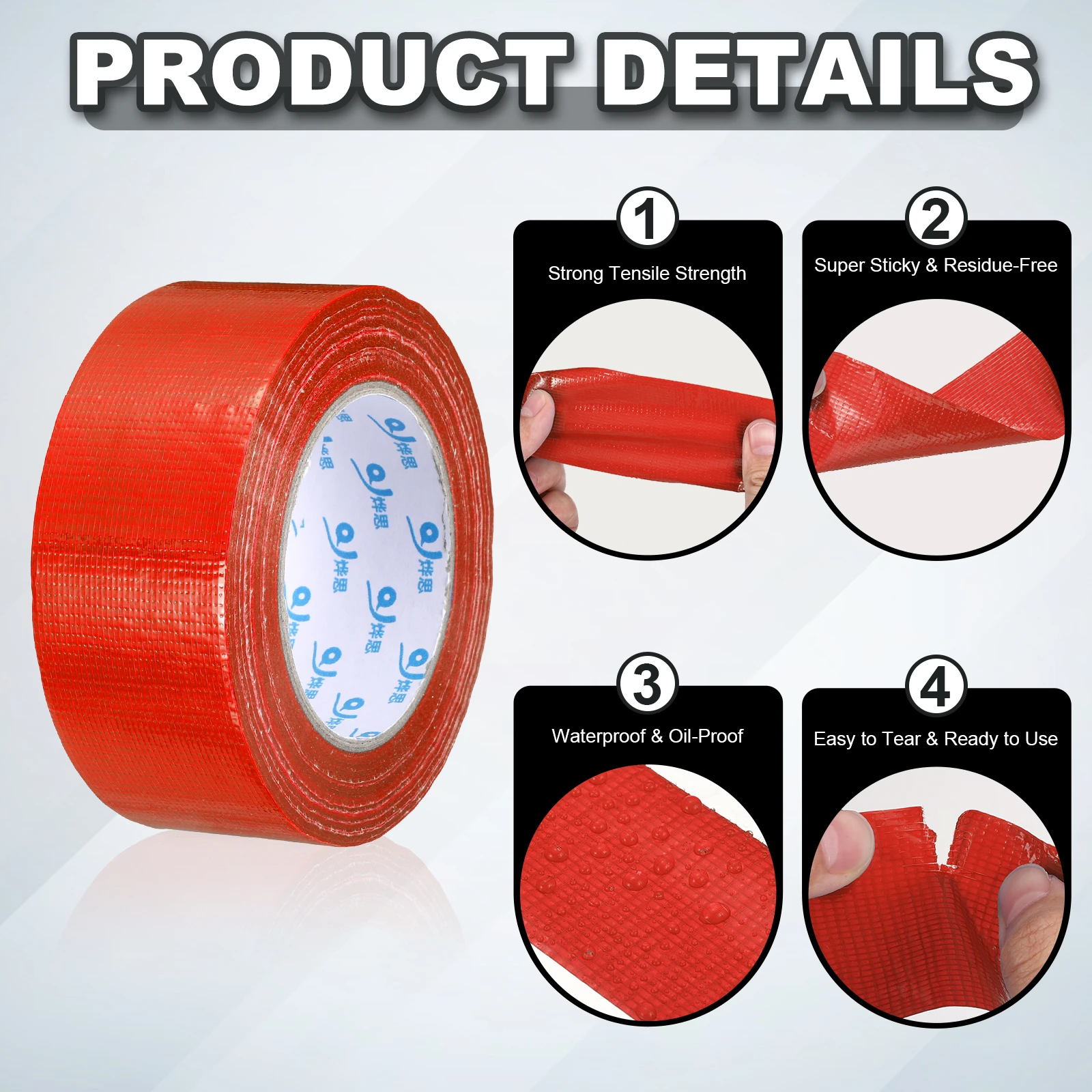 45m Heavy Duty Industrial Duct Tape Easy Use Strong Adhesive No Residue Duct Tape for Repairs Crafts Projects Home Improvement