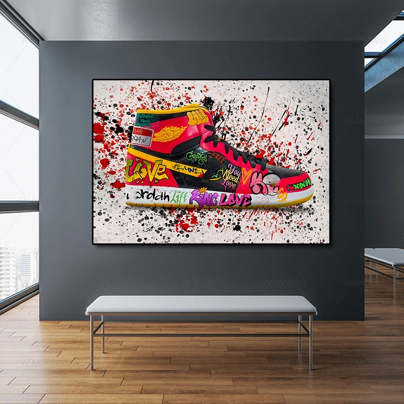 

Graffiti Tide Sneakers HD Art Inkjet Canvas Painting Fashion Posters and Prints Street Pop Art Wall Picture for Living Room Home