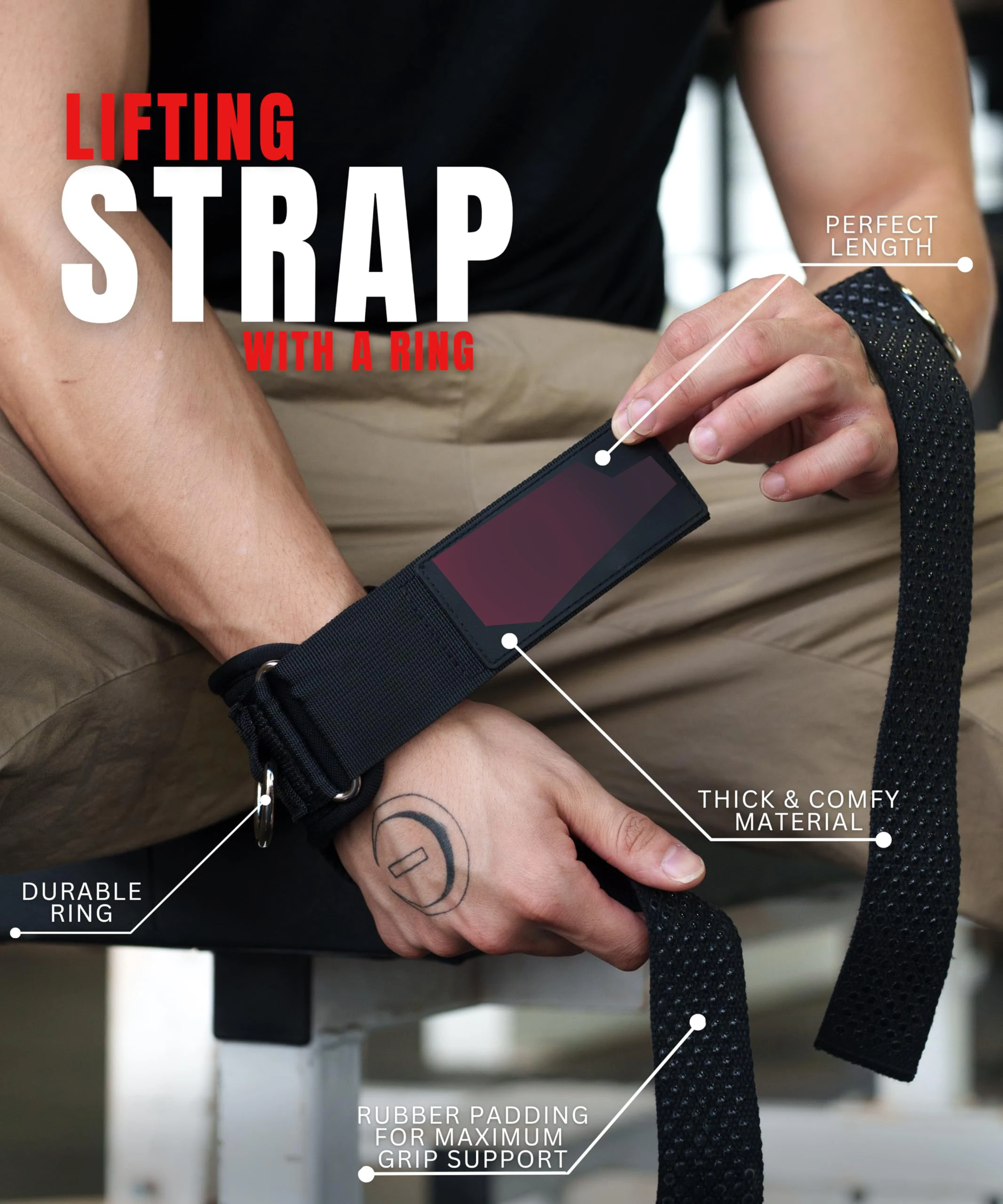 2 Stück neue 3-in-1-Fitnesshilfe kombiniert einen Stützgürtel, einen Knöchelriemen und ein Armband – ein Muss für das Fitnesstraining. Das 3-in-1-Des – Detail 2