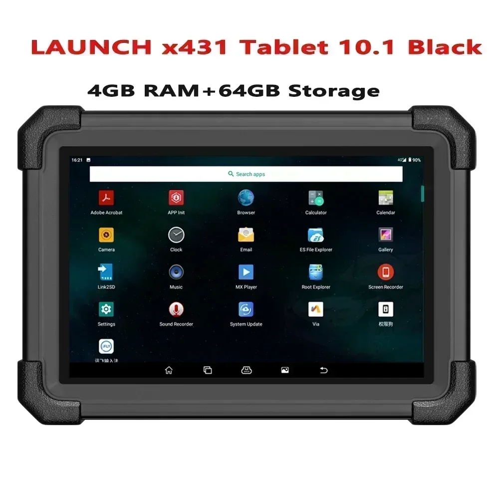 Launch Tablet 10.1 Black 4GB RAM + 64GB Storage for Launch X431 Android Bluetooth for OBD2 Diagnostics Tools Auto Diagnotic Tool