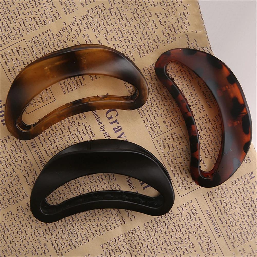 Clip di squalo femminile a forma di arco scavato da 1 pezzo, fermaglio per capelli semplice sul retro della testa, artigli per capelli a spirale